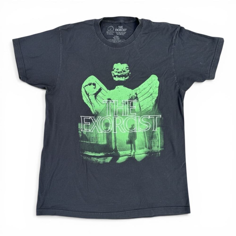 The Exorcist Men's Graphic T-Shirt Neon Green Pazuzu Statue Poster Art Black Siz